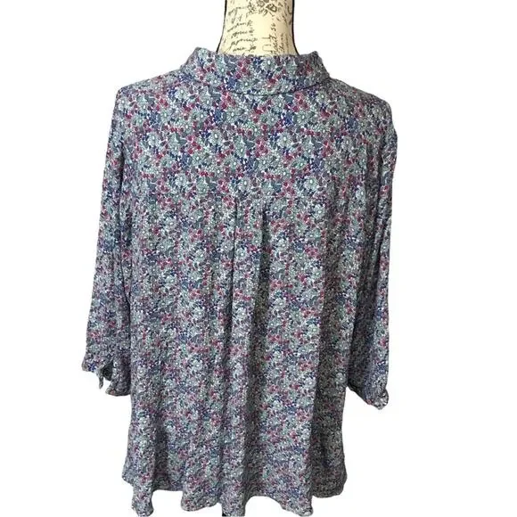 Vintage X America Elsie Women Medium Top Blouse Ditsy Floral Peplum Boho Spring - Picture 2 of 16